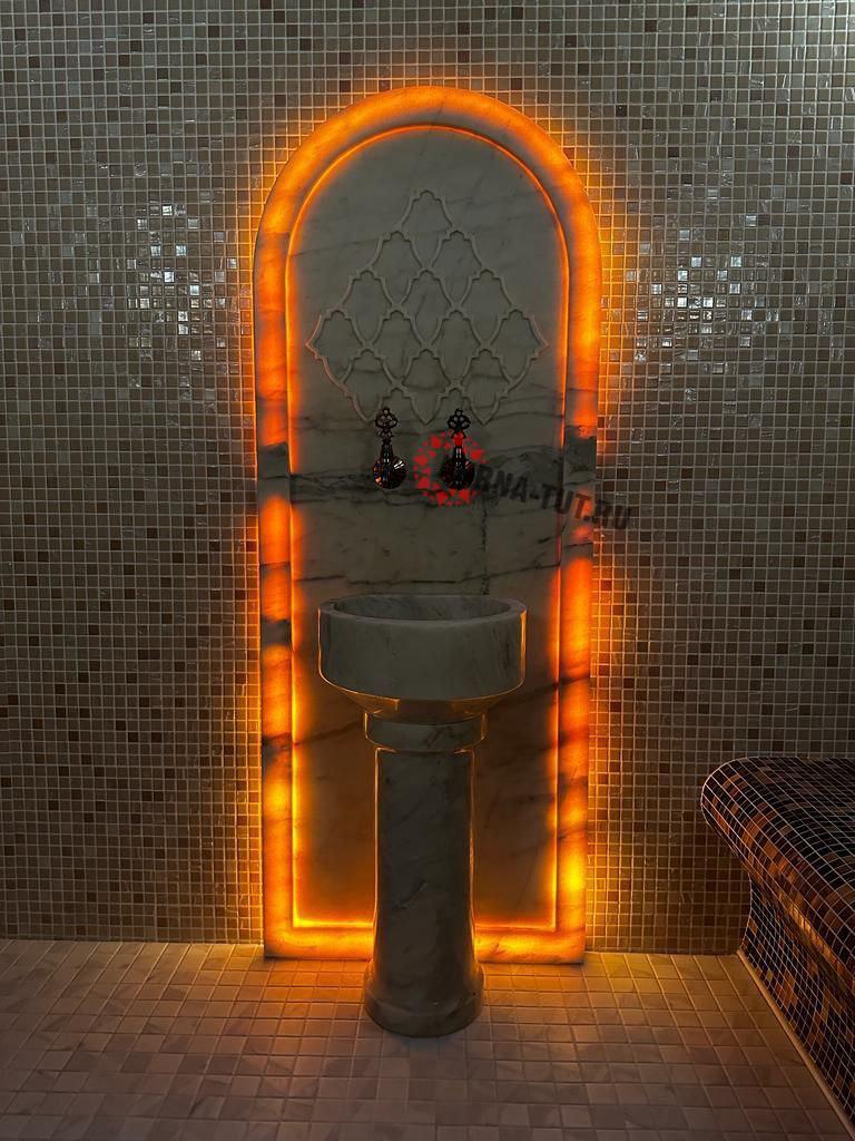 Частный хамам с мраморной аркой АМ 121 с подсветкой